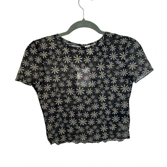 NWT H&M FLORAL MESH CROPPED TOP - Picture 1 of 3